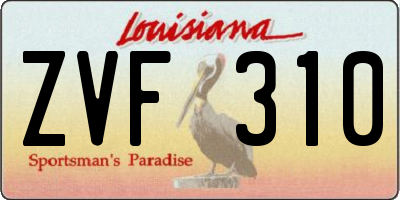 LA license plate ZVF310