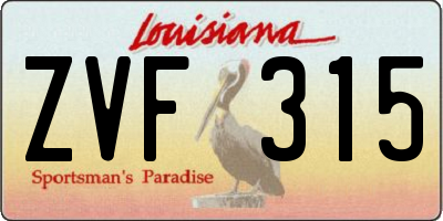 LA license plate ZVF315