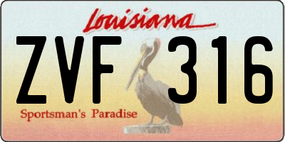 LA license plate ZVF316