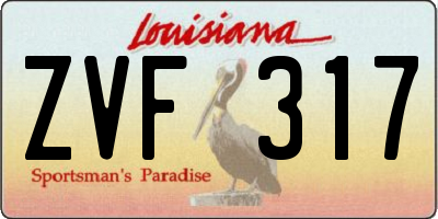 LA license plate ZVF317