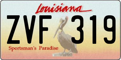 LA license plate ZVF319