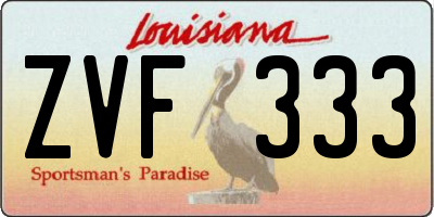 LA license plate ZVF333