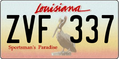 LA license plate ZVF337