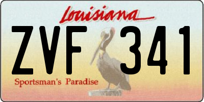 LA license plate ZVF341