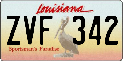 LA license plate ZVF342