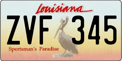 LA license plate ZVF345