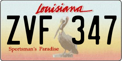 LA license plate ZVF347