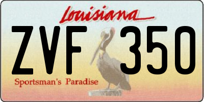 LA license plate ZVF350