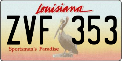 LA license plate ZVF353