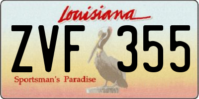 LA license plate ZVF355