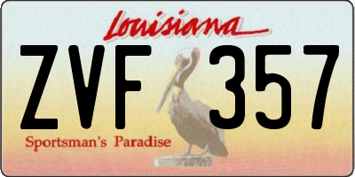 LA license plate ZVF357