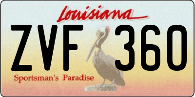 LA license plate ZVF360