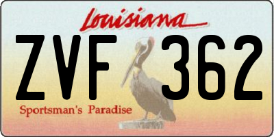 LA license plate ZVF362
