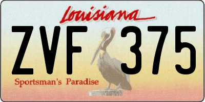 LA license plate ZVF375