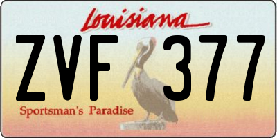 LA license plate ZVF377
