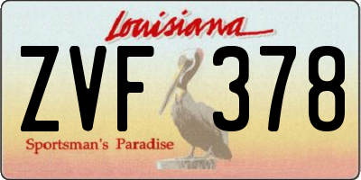 LA license plate ZVF378