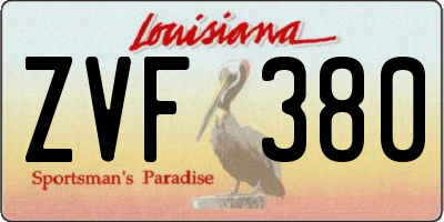 LA license plate ZVF380