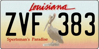 LA license plate ZVF383