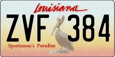 LA license plate ZVF384