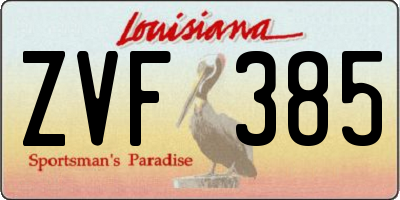 LA license plate ZVF385