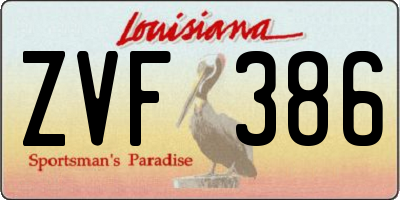 LA license plate ZVF386