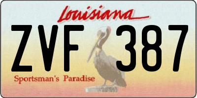 LA license plate ZVF387