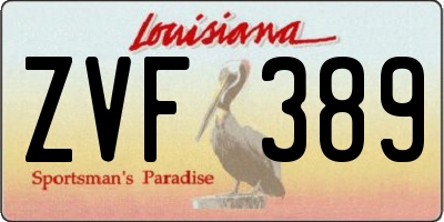 LA license plate ZVF389