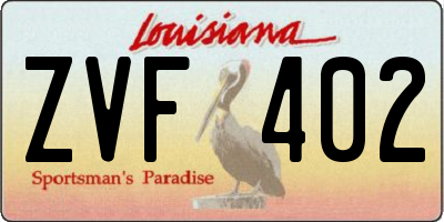 LA license plate ZVF402