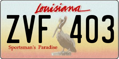LA license plate ZVF403