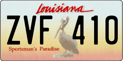 LA license plate ZVF410