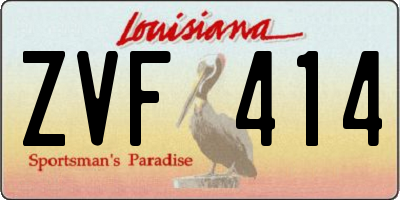 LA license plate ZVF414