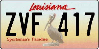 LA license plate ZVF417