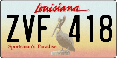 LA license plate ZVF418