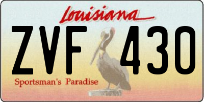 LA license plate ZVF430