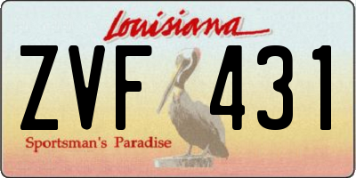 LA license plate ZVF431