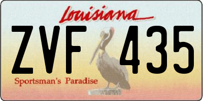 LA license plate ZVF435