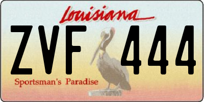 LA license plate ZVF444