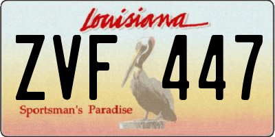 LA license plate ZVF447