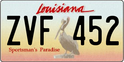 LA license plate ZVF452