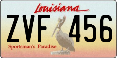 LA license plate ZVF456