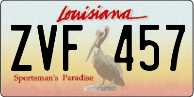 LA license plate ZVF457