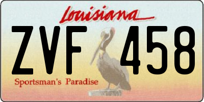 LA license plate ZVF458