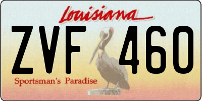 LA license plate ZVF460