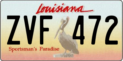LA license plate ZVF472