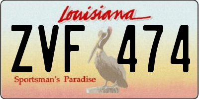 LA license plate ZVF474