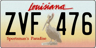 LA license plate ZVF476