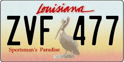 LA license plate ZVF477