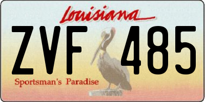 LA license plate ZVF485