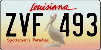 LA license plate ZVF493