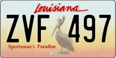 LA license plate ZVF497